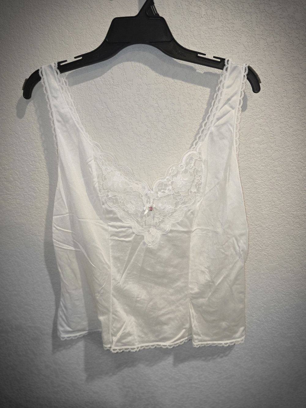 Vintage Ashley Taylor White Lace Trim Camisole Slip Top Size XL